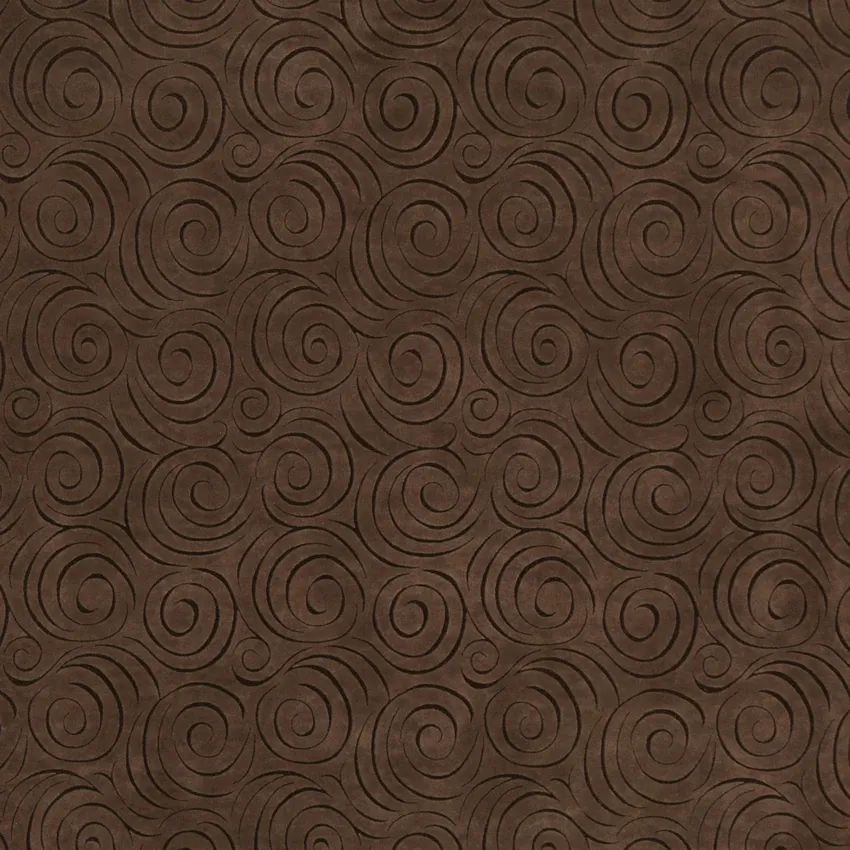 Cocoa Brown Abstract Swirls Microfiber Upholstery Fabric