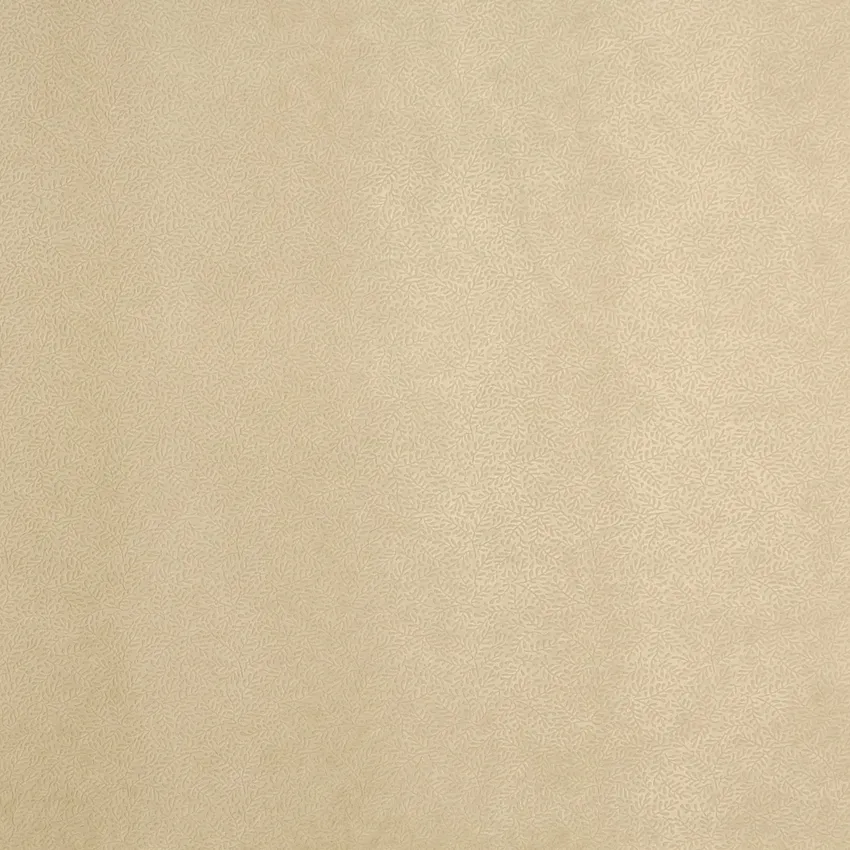 Sand Beige and White Country Foliage Microfiber  Upholstery Fabric
