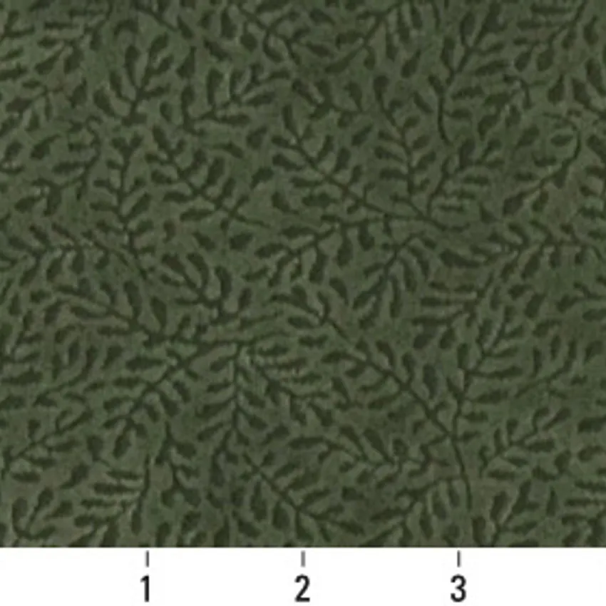 Willow Dark Green Country Foliage Microfiber  Upholstery Fabric — Scale in inches