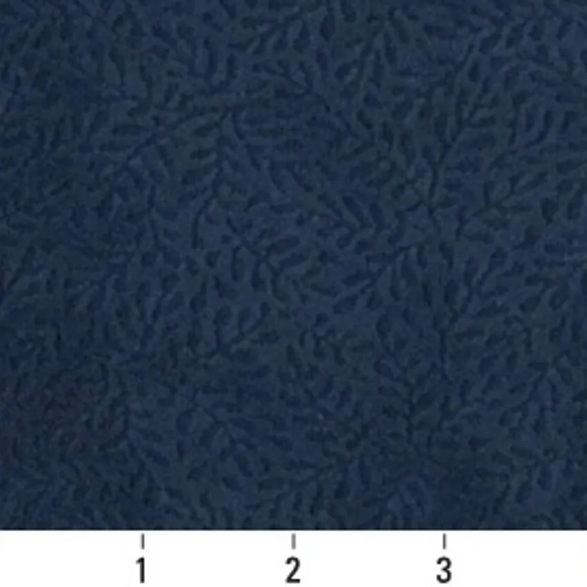 Denim Dark Blue Country Foliage Microfiber  Upholstery Fabric — Scale in inches