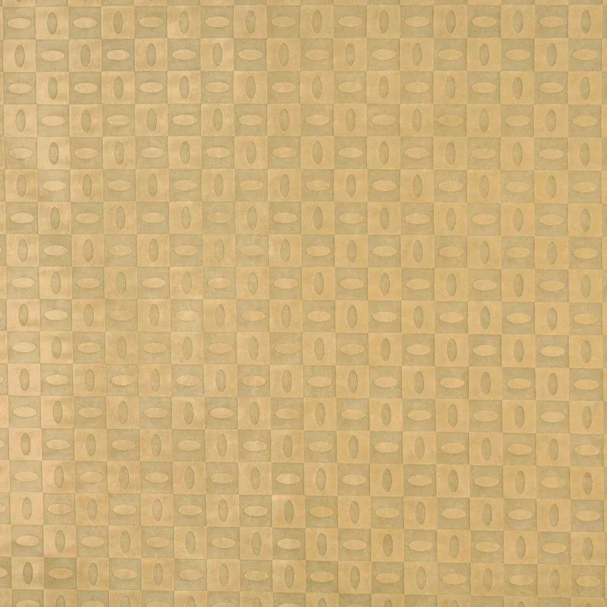 Wheat Beige and Gold Geometric Accent Squares Microfiber Upholstery Fabric