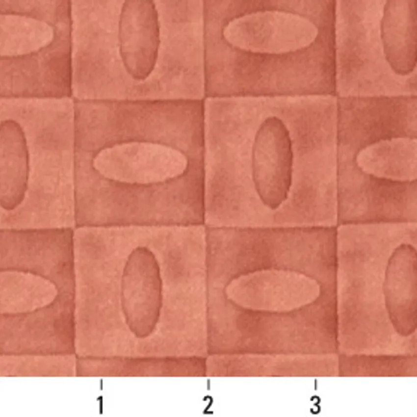 Orange and Coral Geometric Accent Squares Microfiber Upholstery Fabric — Scale in inches