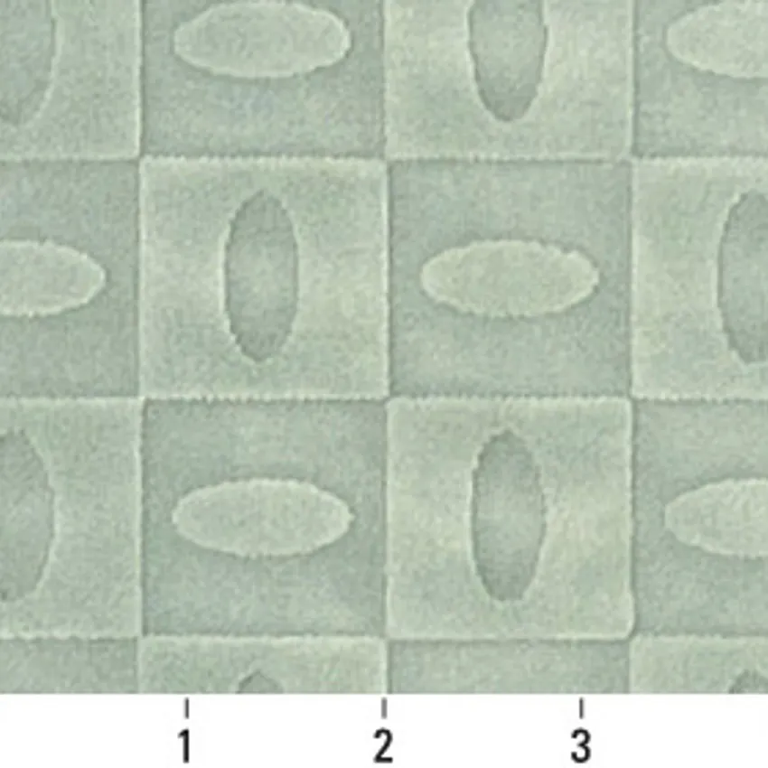 Light Green Geometric Accent Squares Microfiber Upholstery Fabric — Scale in inches