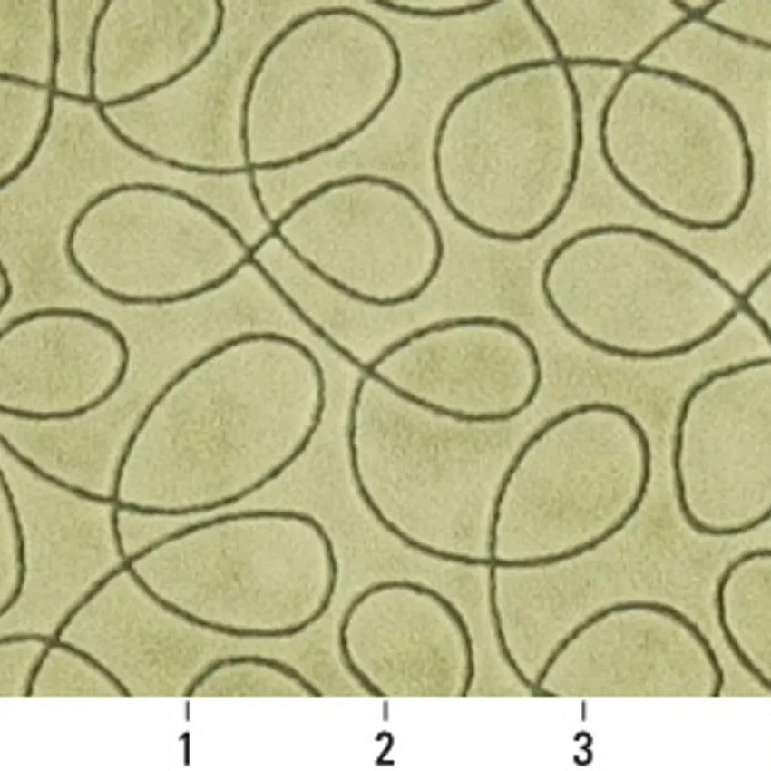 Light Green Abstract Swirls Microfiber Velvet Upholstery Fabric — Scale in inches