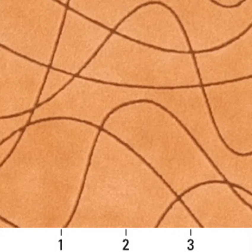 Apricot Coral Abstract Lines Microfiber Upholstery Fabric — Scale in inches