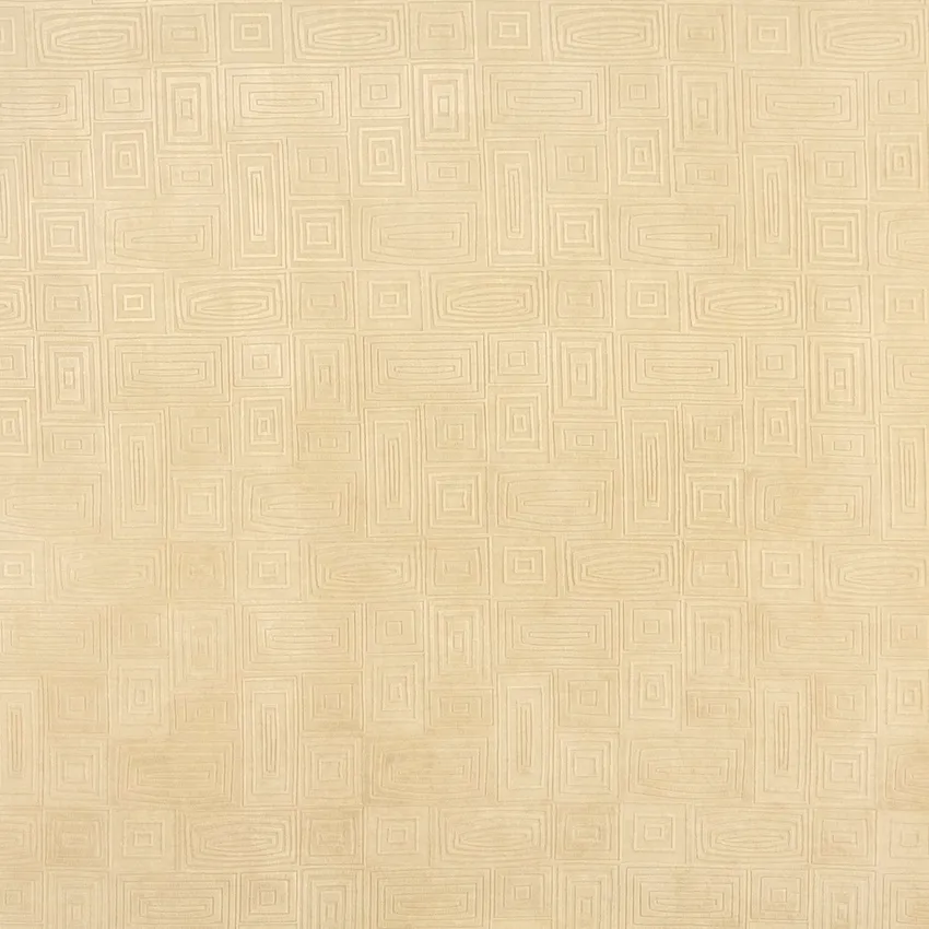 Cream Beige and White Abstract Square Collage Microfiber Upholstery Fabric