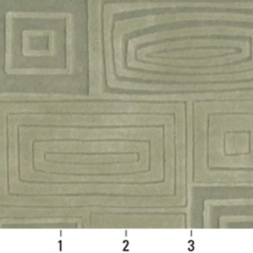 Sage Light Green Abstract Square Collage Microfiber Upholstery Fabric — Scale in inches