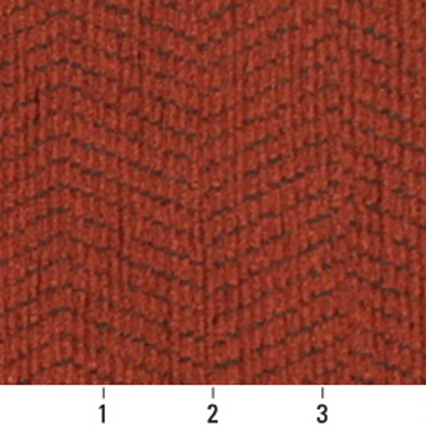 Orange Coral Plain Chenille Upholstery Fabric — Scale in inches