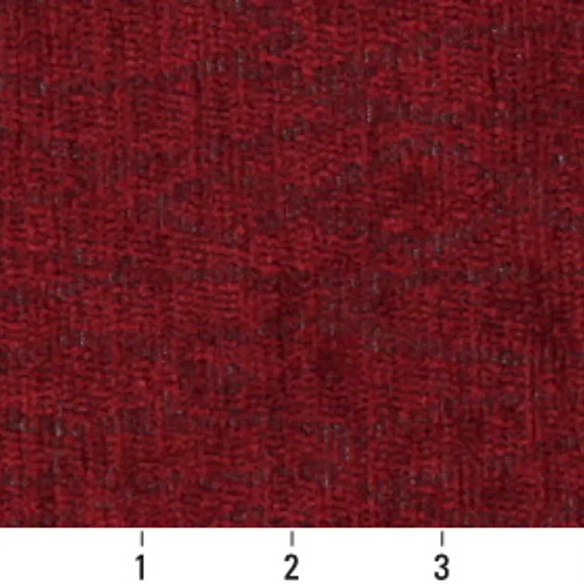 Ruby Red Coral Plain Chenille Upholstery Fabric — Scale in inches