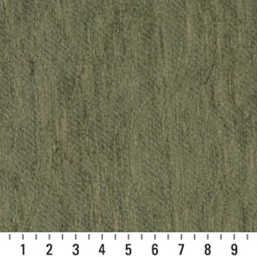 Dark Green Abstract Sand Look Stripe Chenille Upholstery Fabric — Scale in inches