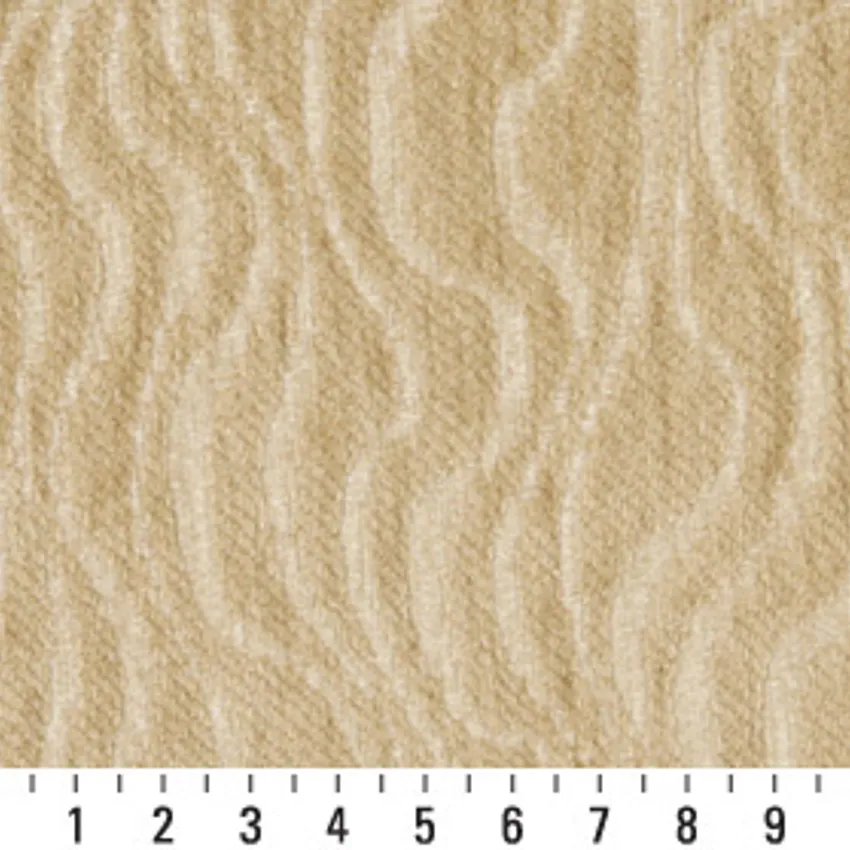Linen Beige and White Sand Look Chenille Upholstery Fabric — Scale in inches