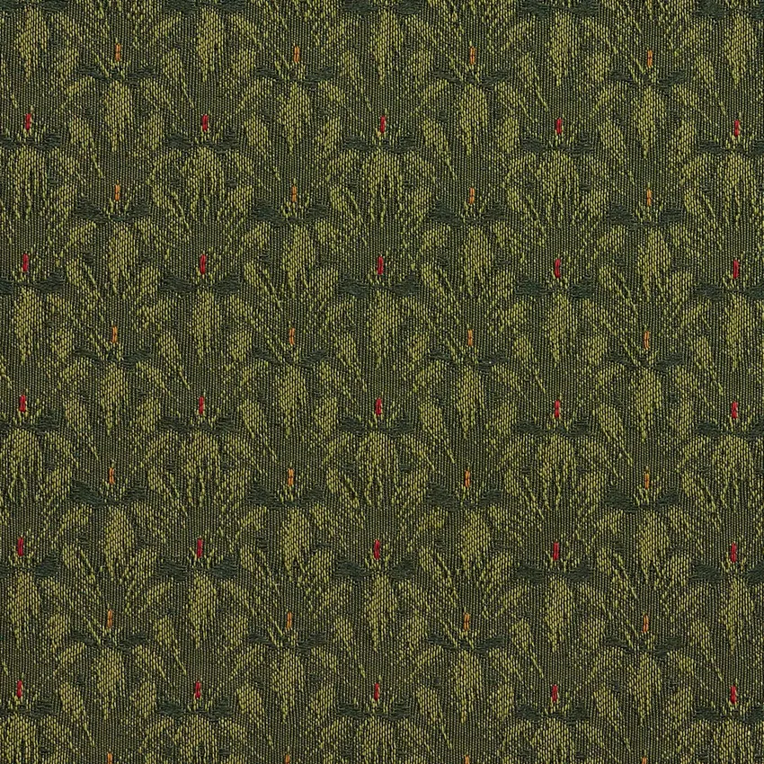 Dark Green Small Scale Brush Floral Damask Upholstery Fabric