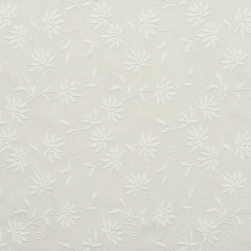 Beige and White Floral Accent Silk Look Damask Upholstery Fabric