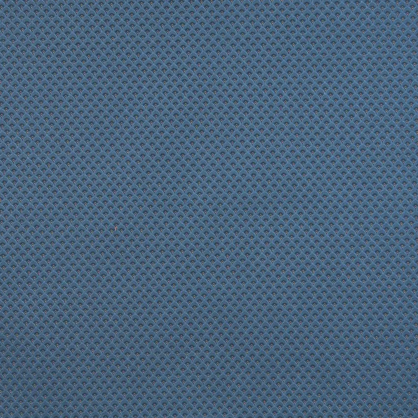 Navy Dark Blue Small Scale Fan  Damask Upholstery Fabric