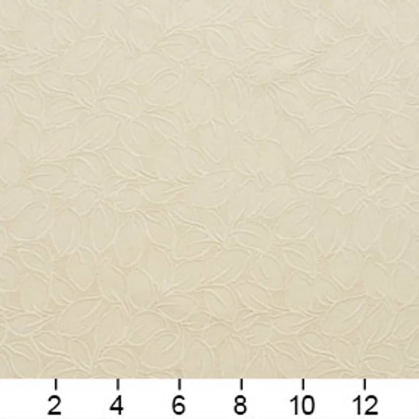 Cream White Small Leaf Texture Soft Microfiber Velvet Upholstery Fabric — Scale in inches