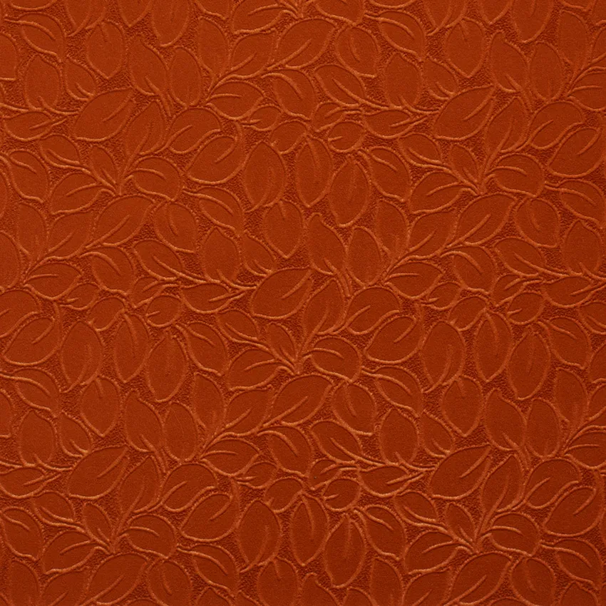 Spice Red Small Leaf Texture Soft Microfiber Velvet Upholstery Fabric