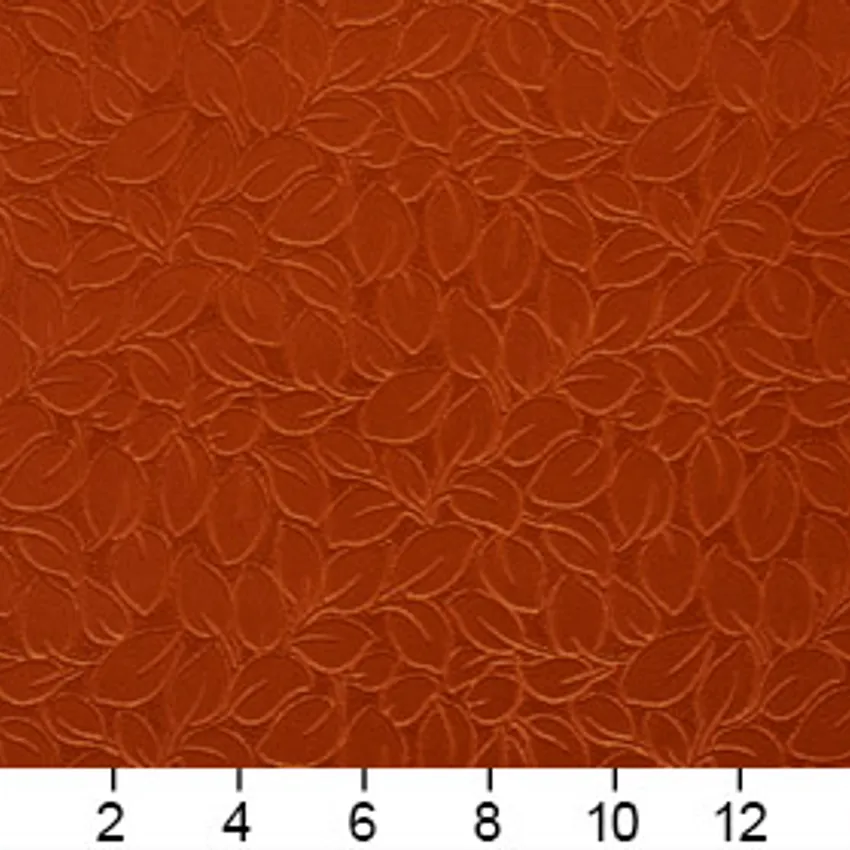 Spice Red Small Leaf Texture Soft Microfiber Velvet Upholstery Fabric — Scale in inches