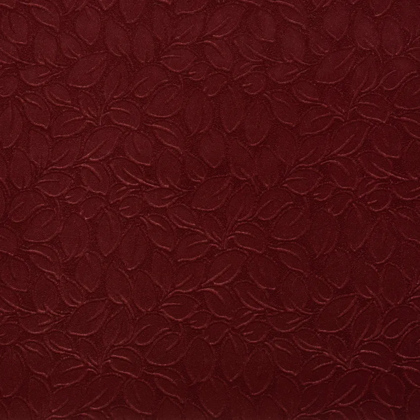 Wine Burgundy Small Leaf Texture Soft Microfiber Velvet Upholstery Fabric