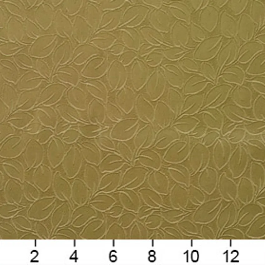 Meadow Green Small Leaf Texture Soft Microfiber Velvet Upholstery Fabric — Scale in inches