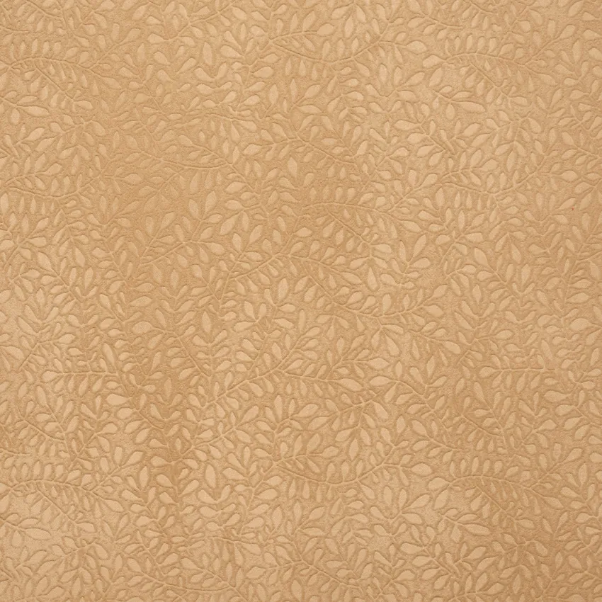 Camel Beige Small Vine Leaf Texture Soft Microfiber Velvet Upholstery Fabric