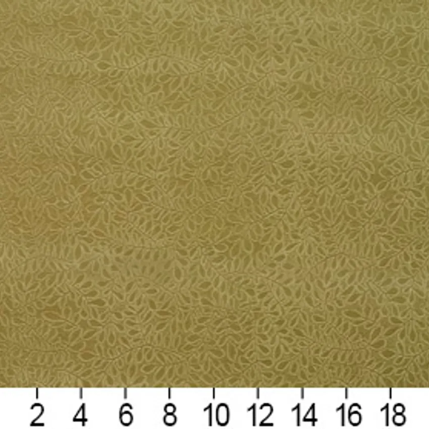 Meadow Green Small Vine Leaf Texture Soft Microfiber Velvet Upholstery Fabric — Scale in inches