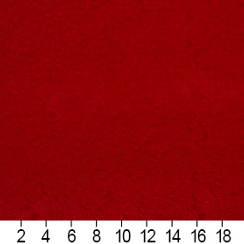 Ruby Red Small Vine Leaf Texture Soft Microfiber Velvet Upholstery Fabric — Scale in inches