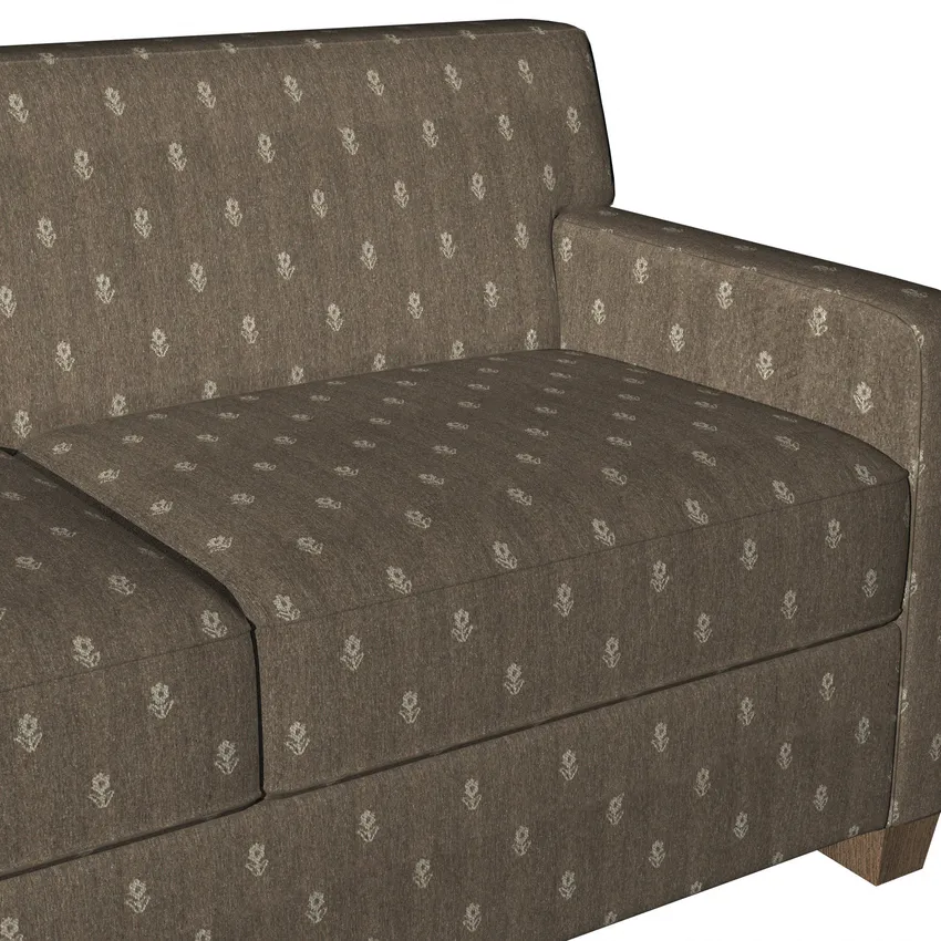 Delft Blue Small Vine Leaf Texture Soft Microfiber Velvet Upholstery Fabric — Fabric on furniture