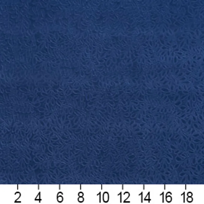 Delft Blue Small Vine Leaf Texture Soft Microfiber Velvet Upholstery Fabric — Scale in inches