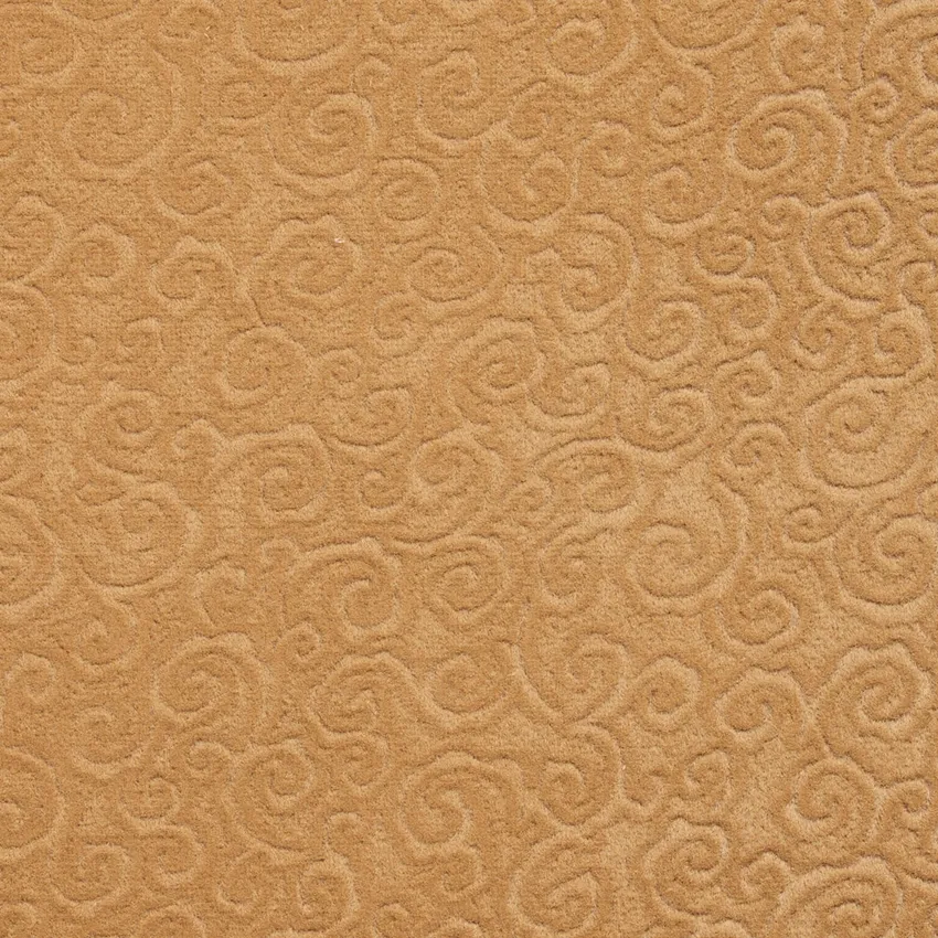 Camel Beige Small Abstract Scroll Microfiber Velvet Upholstery Fabric