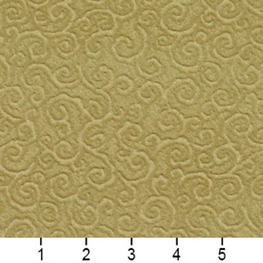 Meadow Green Small Abstract Scroll Microfiber Velvet Upholstery Fabric — Scale in inches