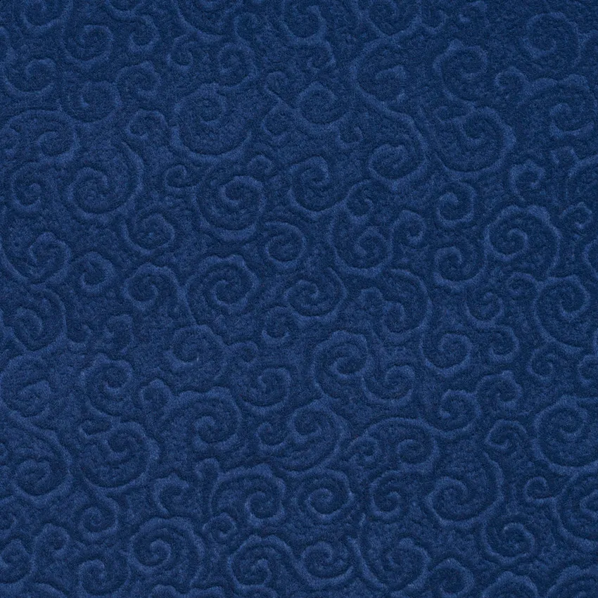 Delft Blue Small Abstract Scroll Microfiber Velvet Upholstery Fabric