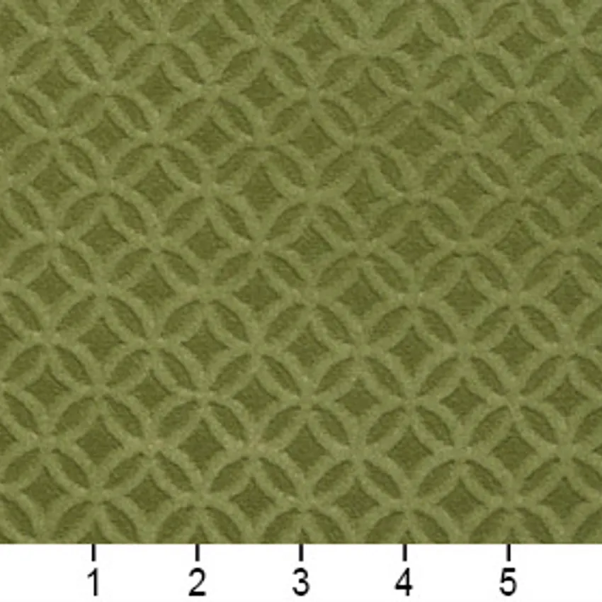 Sage Green Mosaic Interlocking Circles Microfiber Upholstery Fabric — Scale in inches