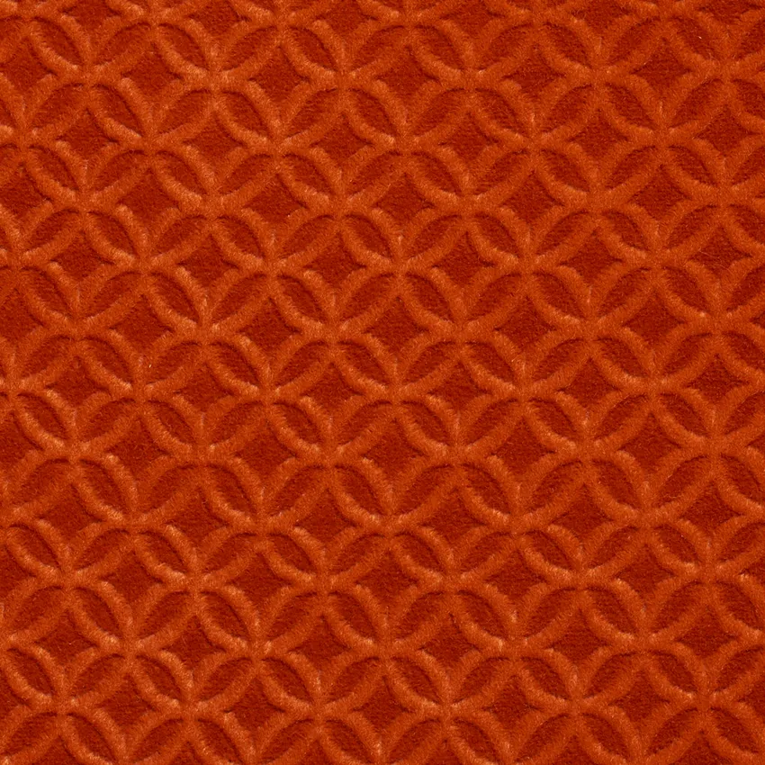 Spice Red Mosaic Interlocking Circles Microfiber Upholstery Fabric