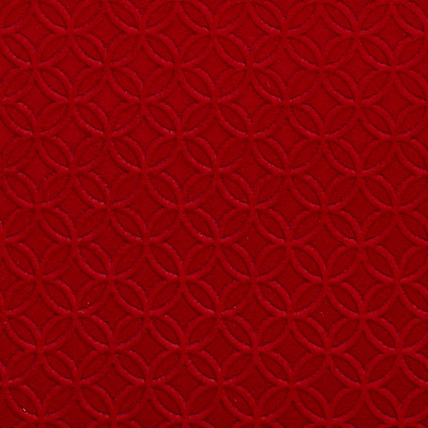 Ruby Red Mosaic Interlocking Circles Microfiber Upholstery Fabric