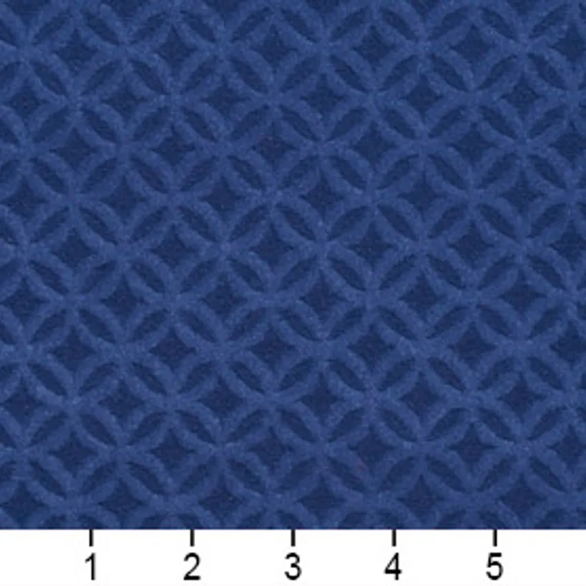 Delft Blue Mosaic Interlocking Circles Microfiber Upholstery Fabric — Scale in inches
