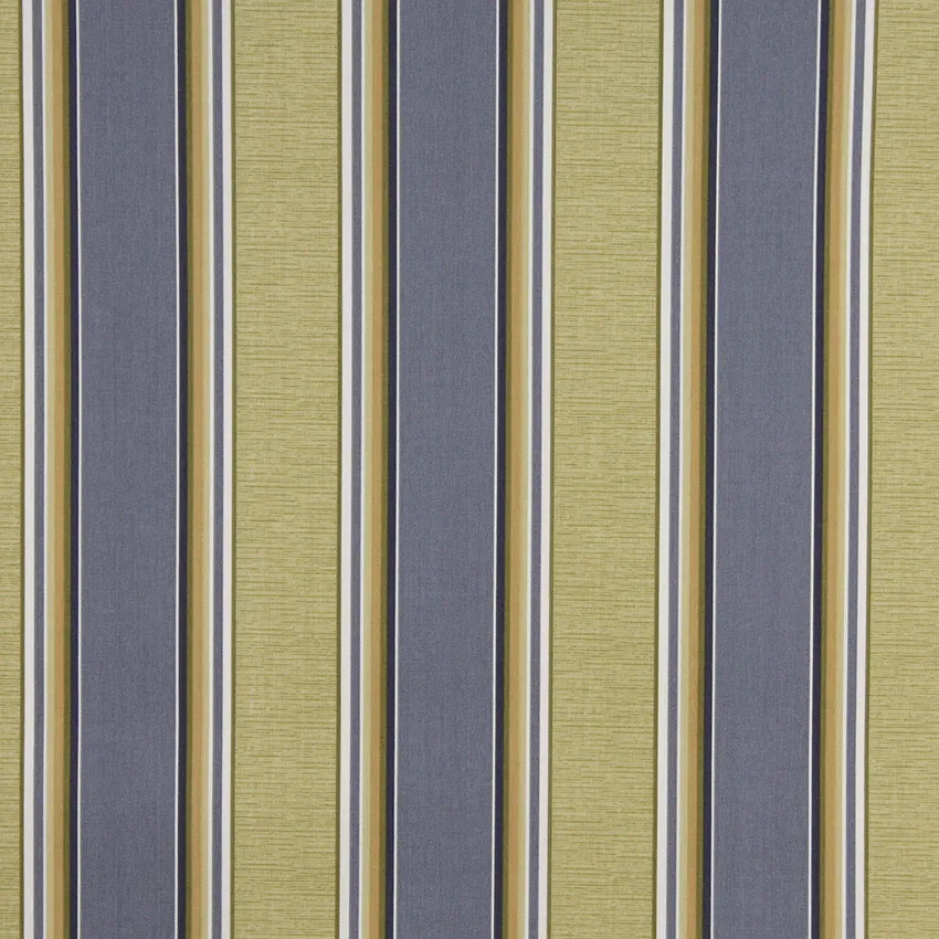 Blue and Green Nautical Theme Large Stripe Upholstery Fabric