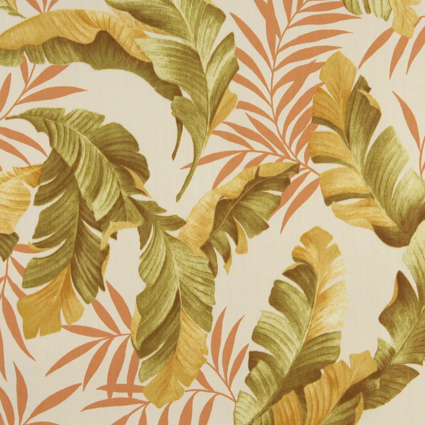 Citrus Coral and Gold Contemporary Outdoor Upholstery Fabric by the Yard
