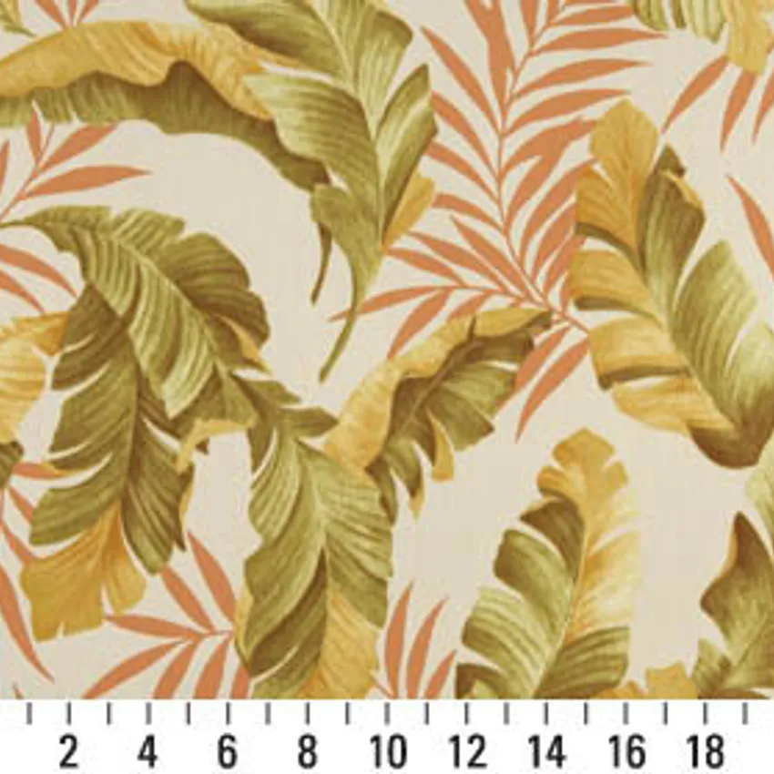Citrus Coral and Gold Contemporary Outdoor Upholstery Fabric by the Yard — Scale in inches