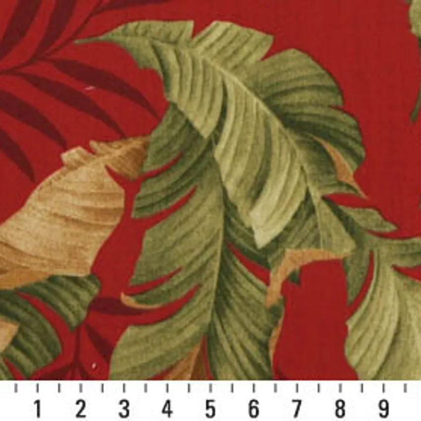 Poppy Burgundy and Gold Contemporary Outdoor Upholstery Fabric by the Yard — Scale in inches