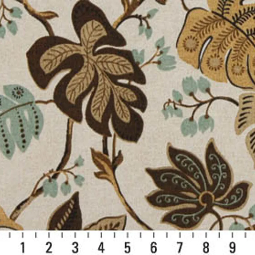 Java Aqua and Beige Contemporary Outdoor Upholstery Fabric by the Yard — Scale in inches