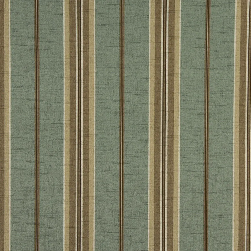 Beige Brown and Teal Large Decorative Stripe Upholstery Fabric