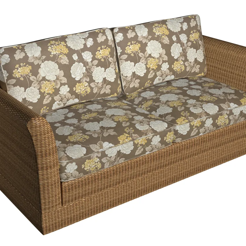 Beige and Gold Large Rose Floral Print Upholstery Fabric — Fabric on furniture