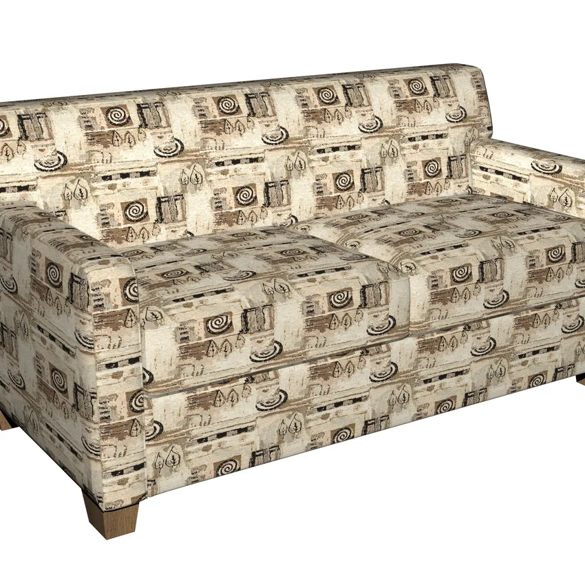 Beige and Black Country Side Painting Chenille Upholstery Fabric — Fabric on furniture