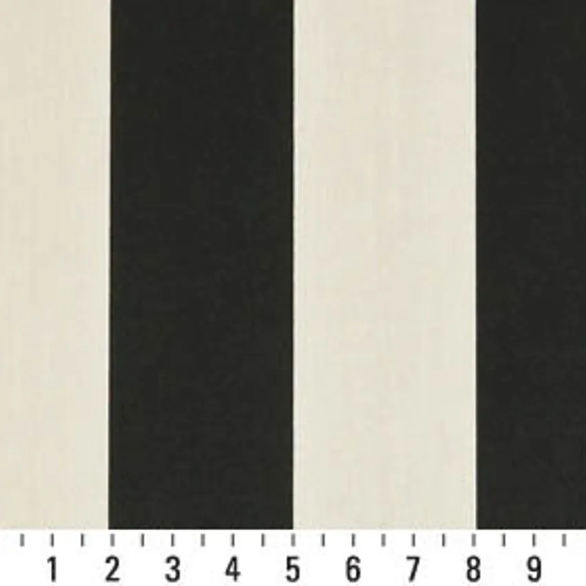 Onyx Stripe Black and White Beach Outdoor Upholstery Fabric by the Yard — Scale in inches