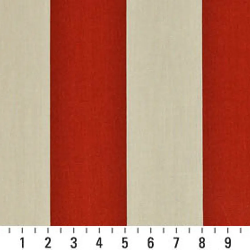 Clay Stripe Coral and White Beach Outdoor Upholstery Fabric by the Yard — Scale in inches