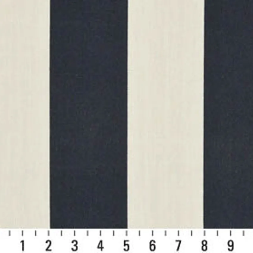 Indigo Stripe Dark Blue and White Beach Outdoor Upholstery Fabric by the Yard — Scale in inches