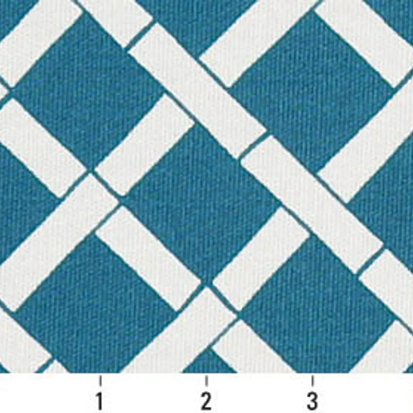 Lagoon Trellis Aqua Contemporary Outdoor Upholstery Fabric by the Yard — Scale in inches