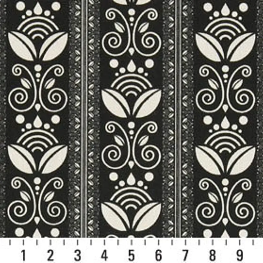 Onyx Gazebo Black Contemporary Outdoor Upholstery Fabric by the Yard — Scale in inches