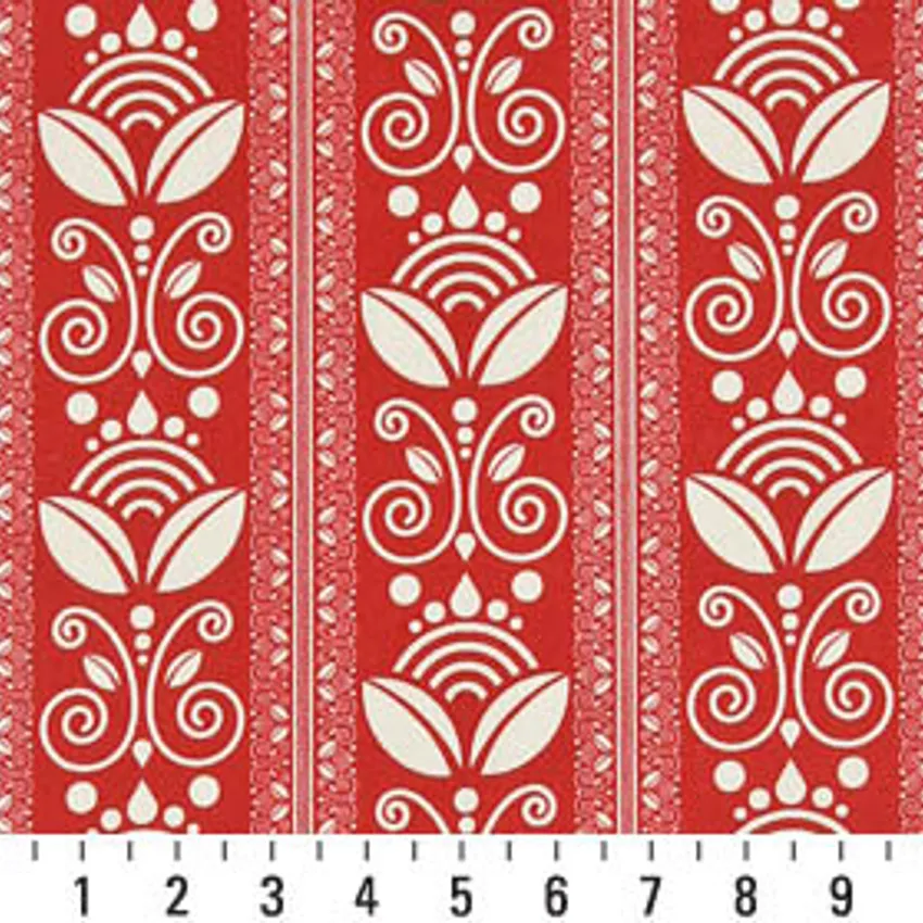 Poppy Gazebo Burgundy Contemporary Outdoor Upholstery Fabric by the Yard — Scale in inches
