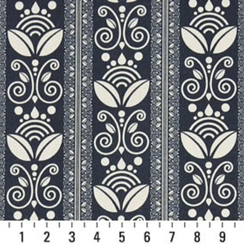 Indigo Gazebo Dark Blue Contemporary Outdoor Upholstery Fabric by the Yard — Scale in inches